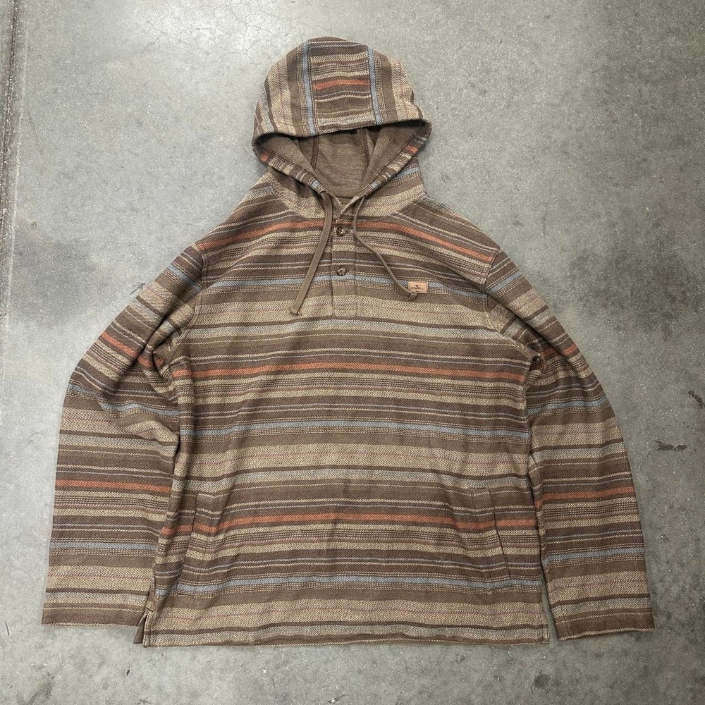 O'Neill Brown Earth Tone Striped Knit Pullover Hoodie Size XL